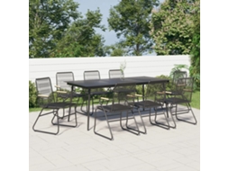 Conjunto This 9 Piece Jantar Para Jardim Vime De Pvc Preto Dkd Home Decor