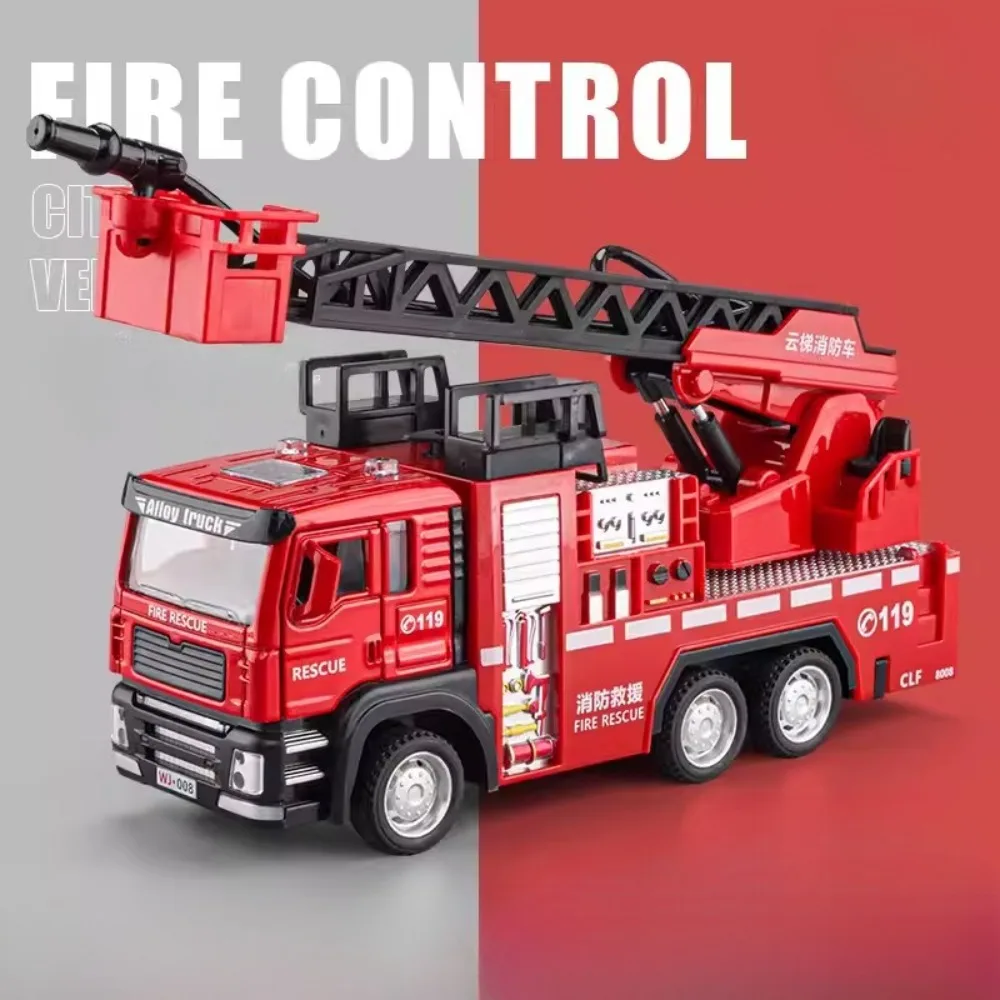 (caminhão Com Escada) 1/32 - Miniatura De Carro - Fundição Em Metal - Portas Que Abrem