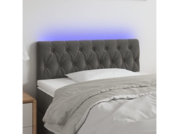 Vidaxl Cabeceira De Cama C/luzes Led Veludo 100x7x78/88cm Cinza-escuro