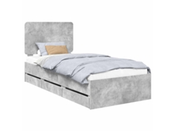 Estrutura de Cama MAISON EXCLUSIVE Cinzento 90 X 190 cm Madeira de Engenharia