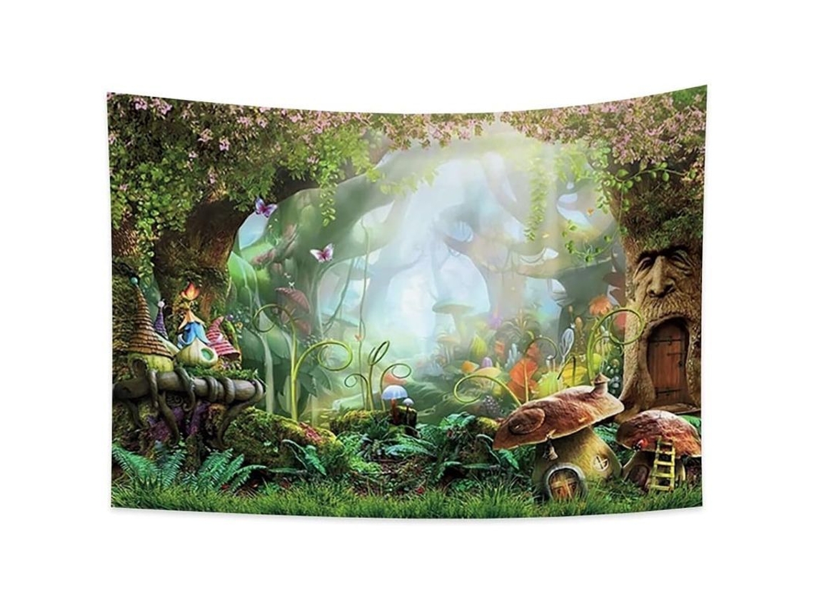 Manta De Pared Bosque De Hongos Elfo Cottage Bosque Psicodélico Dibujos Animados 150x100cm