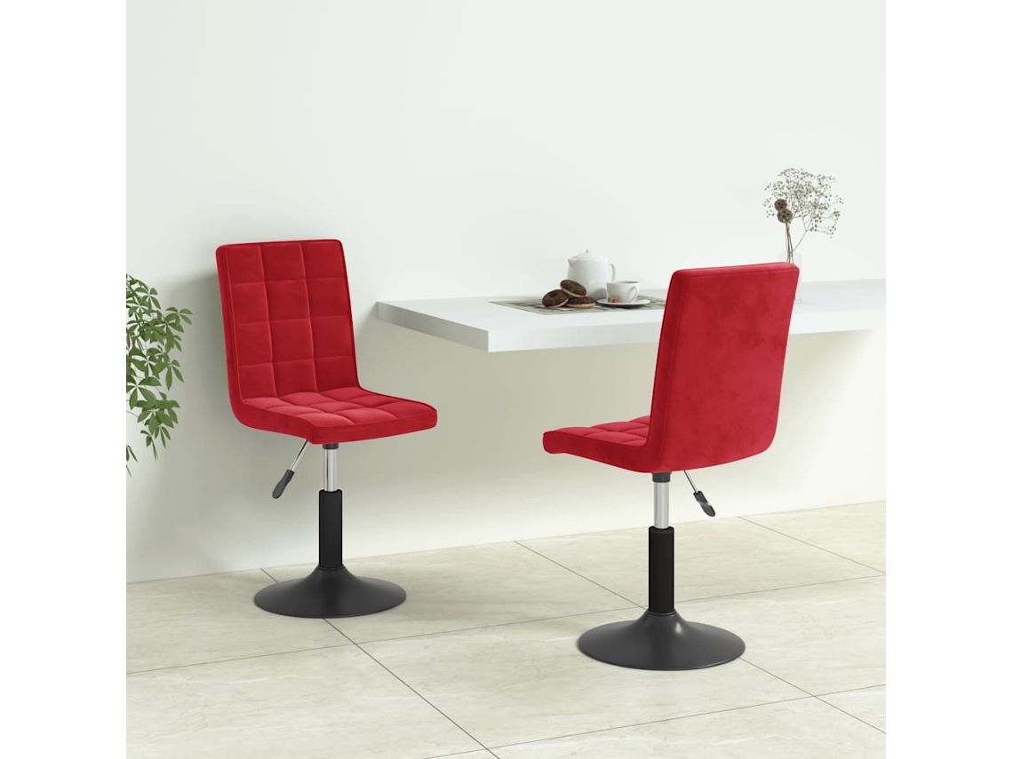 Vidaxl Cadeiras De Jantar Giratórias 2 Pcs Veludo Vermelho Tinto