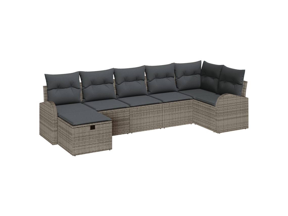 Conjunto 7 Móveis De Jardim Vidaxl Cinzento Vime Pe (289 X 124 X 85 Cm)