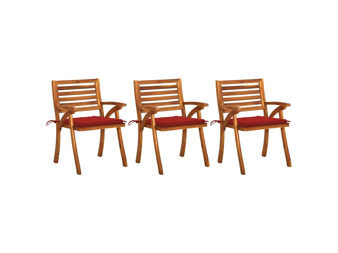 Vidaxl Cadeiras De Jantar Jardim C/ Almofadões 3 Pcs Madeira Acácia