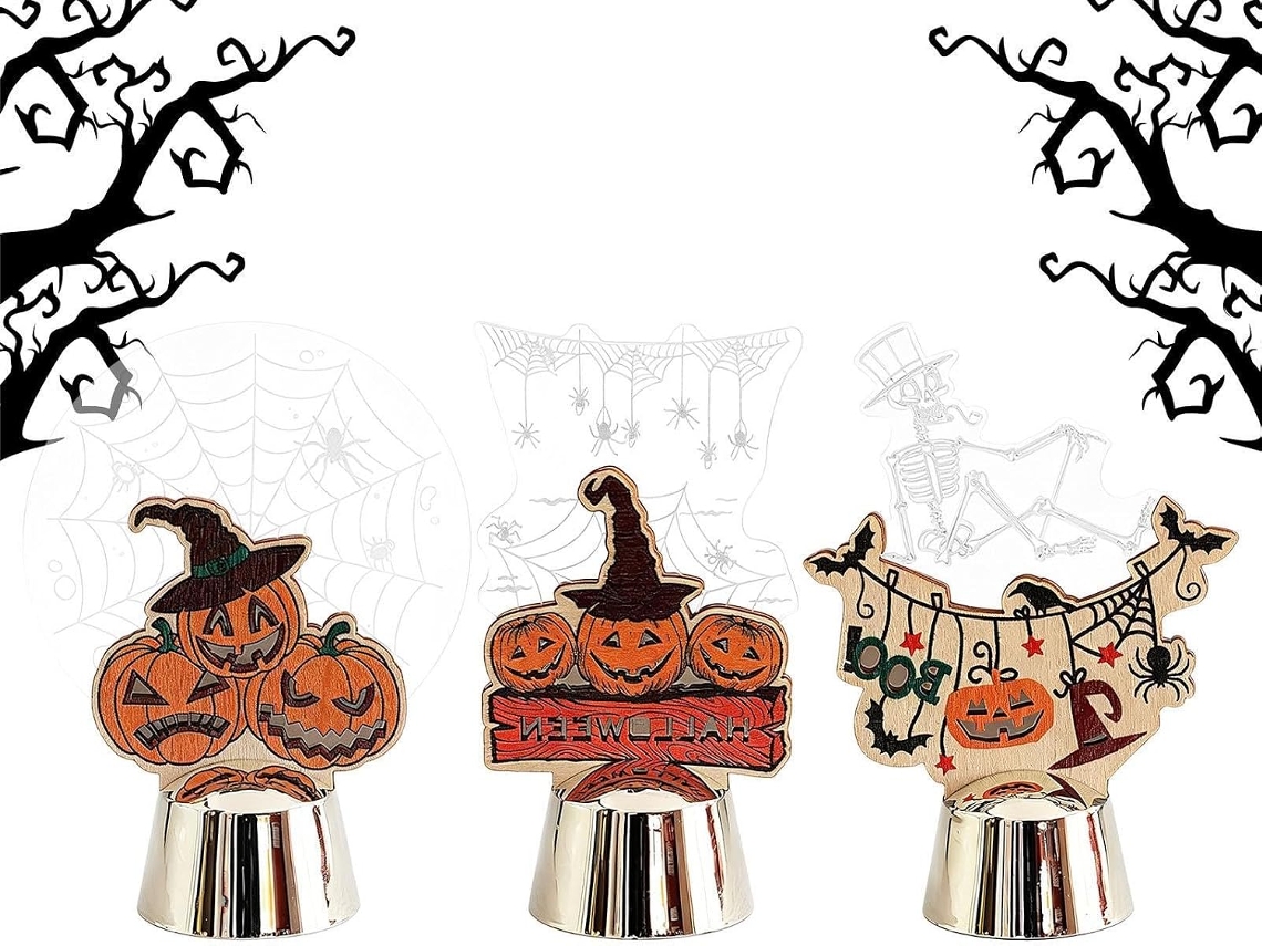 Lanterna De Halloween Em Formato De Abóbora Com Luzes Led Alimentadas