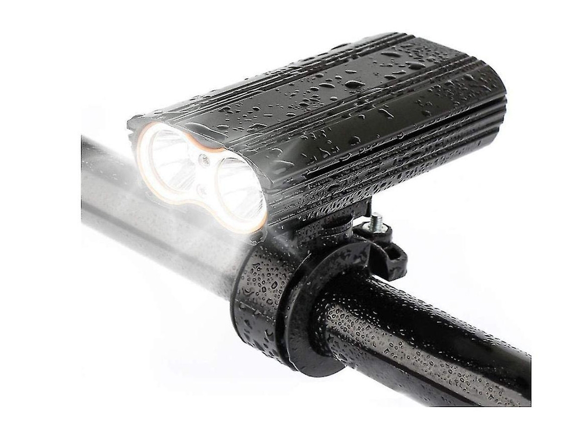 Conjunto Luz Bicicleta Aluminio Usb Recarregavel Preto Yizhood