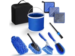 Conjunto de 10 peças para lavagem de carros, kit de armazenamento para limpeza e manutenção de veículos.