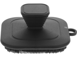 Escova esfoliante de silicone compacta e leve para rosto e corpo.