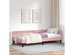 Vidaxl Estrutura de Cama de Canto Rosa 90 Cm X 200 Cm Veludo