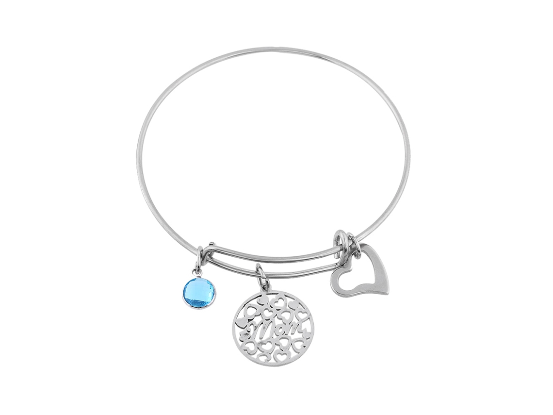 Pulseira Pingente Aço Inoxidável Pedra Nascimento Presente Aniversário