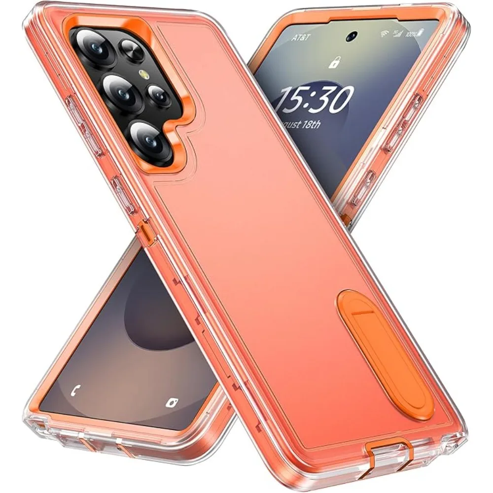 (laranja, Galaxy S23 Fe) Capa Protetora Fosca Resistente E Durável, De Nível Militar, Com Suporte.