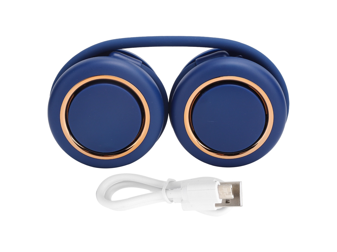 Ventilador De Pescoço Suspenso, Sem Lâmina, Retrátil, Plegável, Silencioso, Azul.