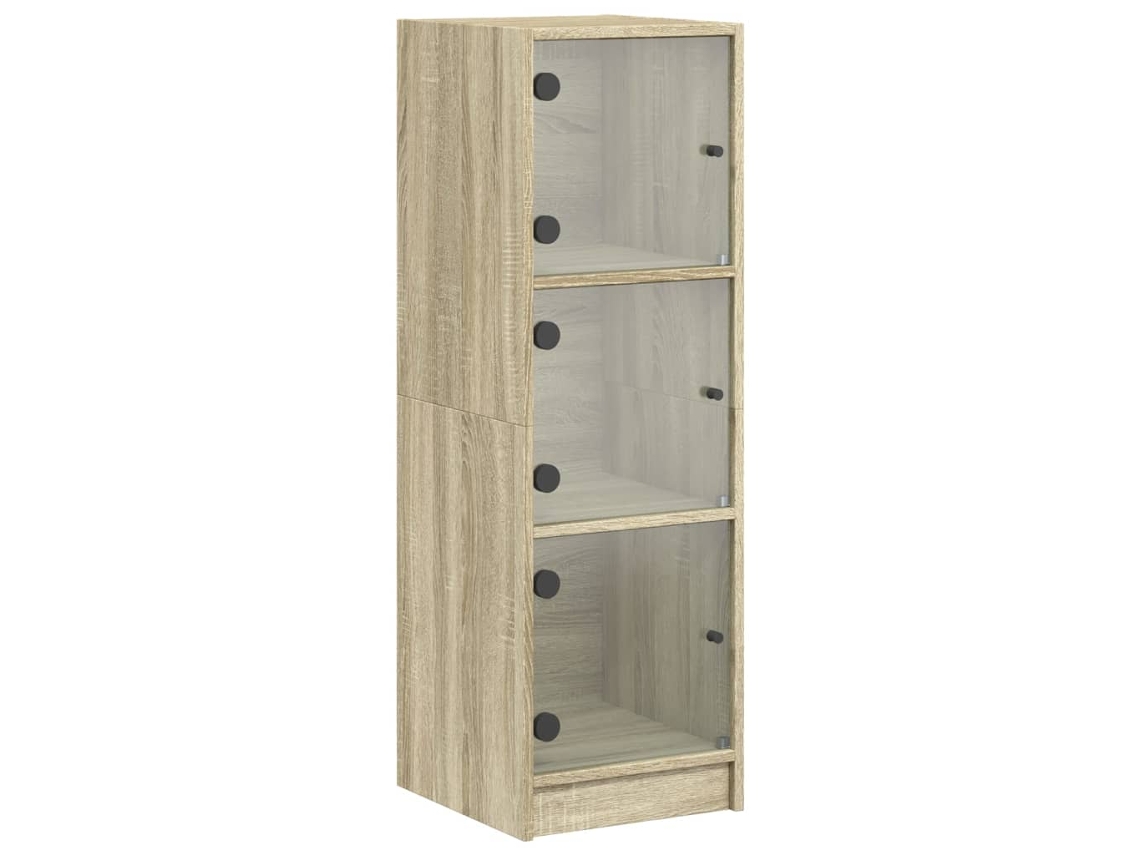 Aparador Alto com Portas de Vidro Carvalho Sonoma MAISON EXCLUSIVE (35x37x109 cm)