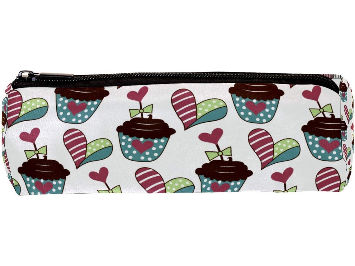 Estojo para lápis com design animado, compartimentos para potes e cosméticos, ideal para escola e mesa.