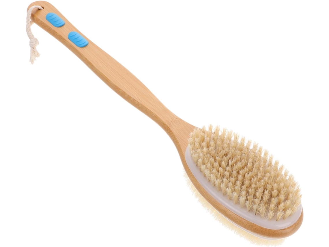 Escova De Banho Com Cabo Longo E Cerdas Naturais, Escova Esfoliante Macia Para Esfoliação Corporal, Ideal Para Banho E