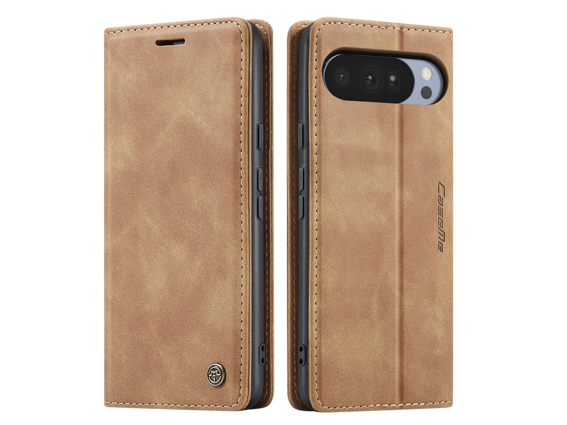 Avizar Capa Carteira Para Google Pixel 10 / 10 Pro Coleção Caseme Castanho Claro