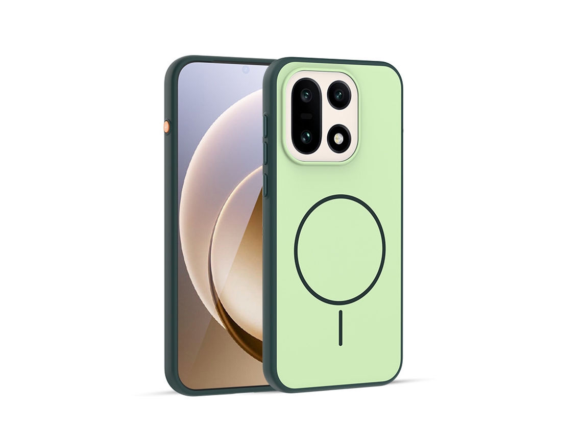 Capa Para Celular Dois Em Um Com Cores Contrastantes Para A Pelemagnético - Verde Botão Metálico Independente - Honor Magic 8 Pro