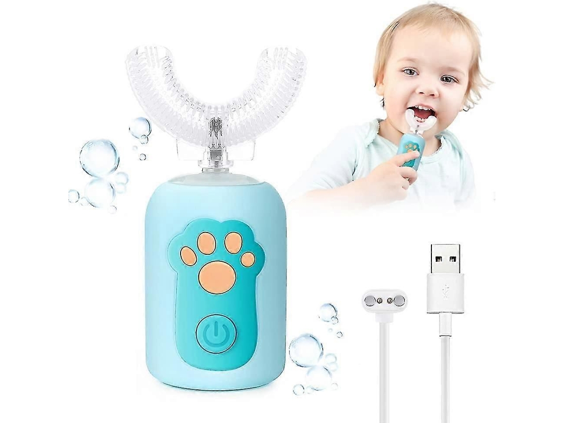 Escova De Dentes Elétrica 360° Com Limpeza Completa, Formato Em U, Para Crianças De 1 A 6 Anos, Recarregável Via Usb.