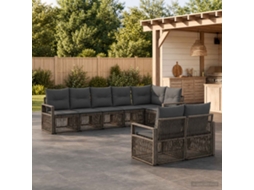 Vidaxl Conjunto De Sofá De Jardim 8 Unid. Cinzento Vime Pe