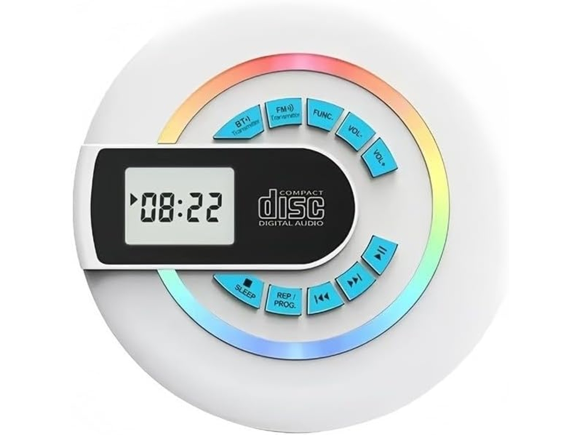 Leitor De Cd Portátil Sem Fio Com Rádio Fm 87, 5-108mhz, Mp3, Usb, Entrada Auxiliar Para Fone De Ouvido, Visor Led