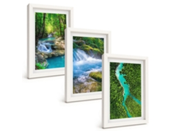 Composição De Quadros Florestas Verdes, Água Cristalina Espelharte (3 Peças 20x30 Cm)