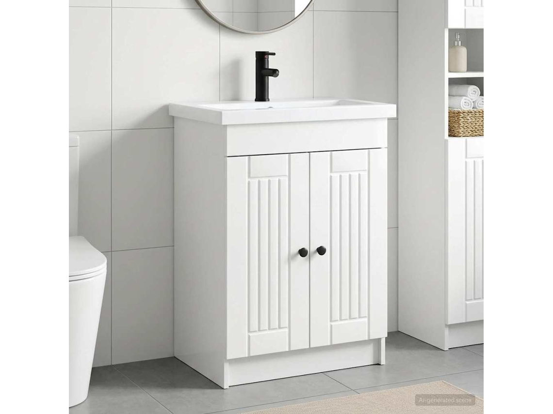 Vidaxl Conjunto De Móveis Para Banheiro Branco Brilhante