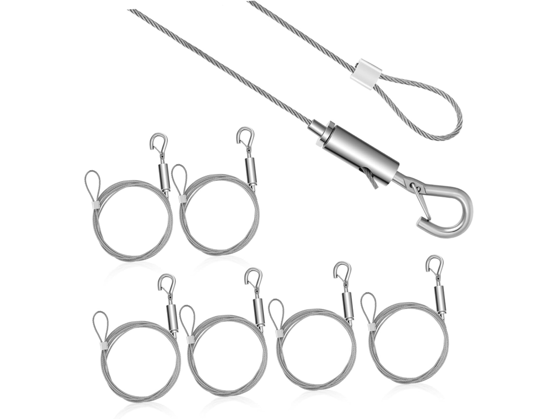 Nuobesty Fio de aço inoxidável resistente para pendurar quadros, conjunto de 6 peças com gancho de segurança, ideal para