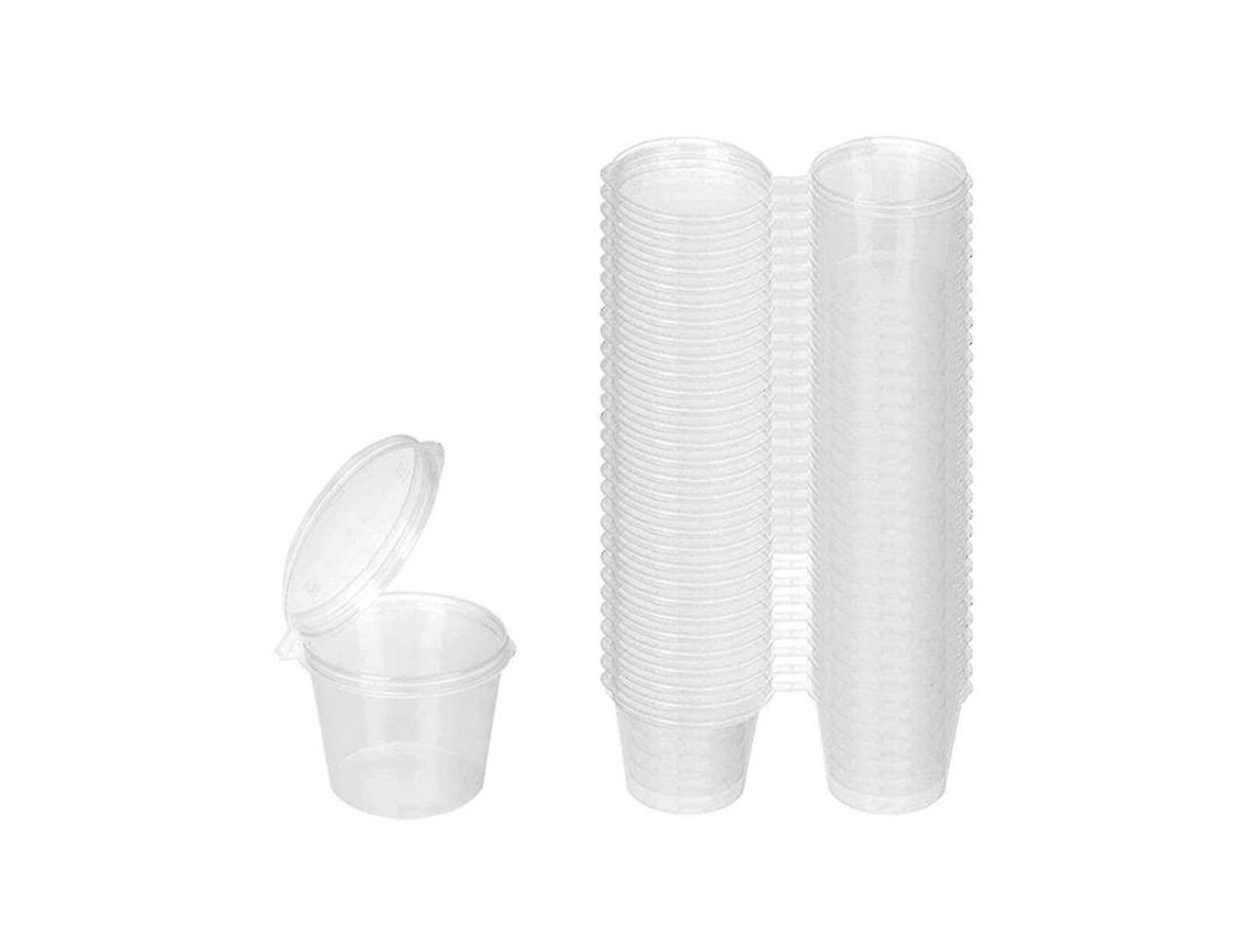 100 Potes De Molho Com Tampa 25ml Transparentes Plásticos Airtight E Leak-proof Para Condimentos E Transporte