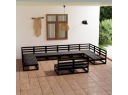 12 Pcs Conjunto Lounge De Jardim Pinho Maciço Dkd Home Decor