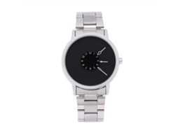 Reloj De Pulsera Para Hombres De Cuarzo Analógico Con Correa De Acero Inoxidable, Dial Negro