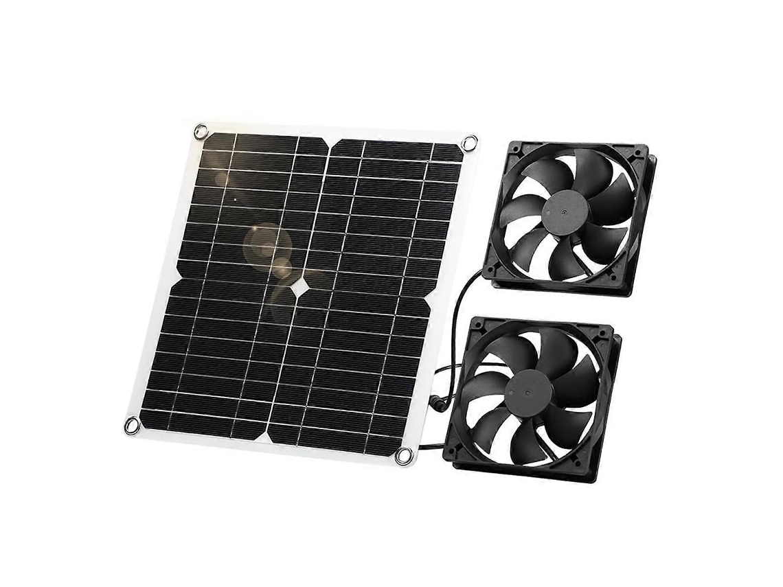 Ventilador Solar De 12 W, À Prova De Intempéries, Com Dois Ventiladores Cc Olysi Shop