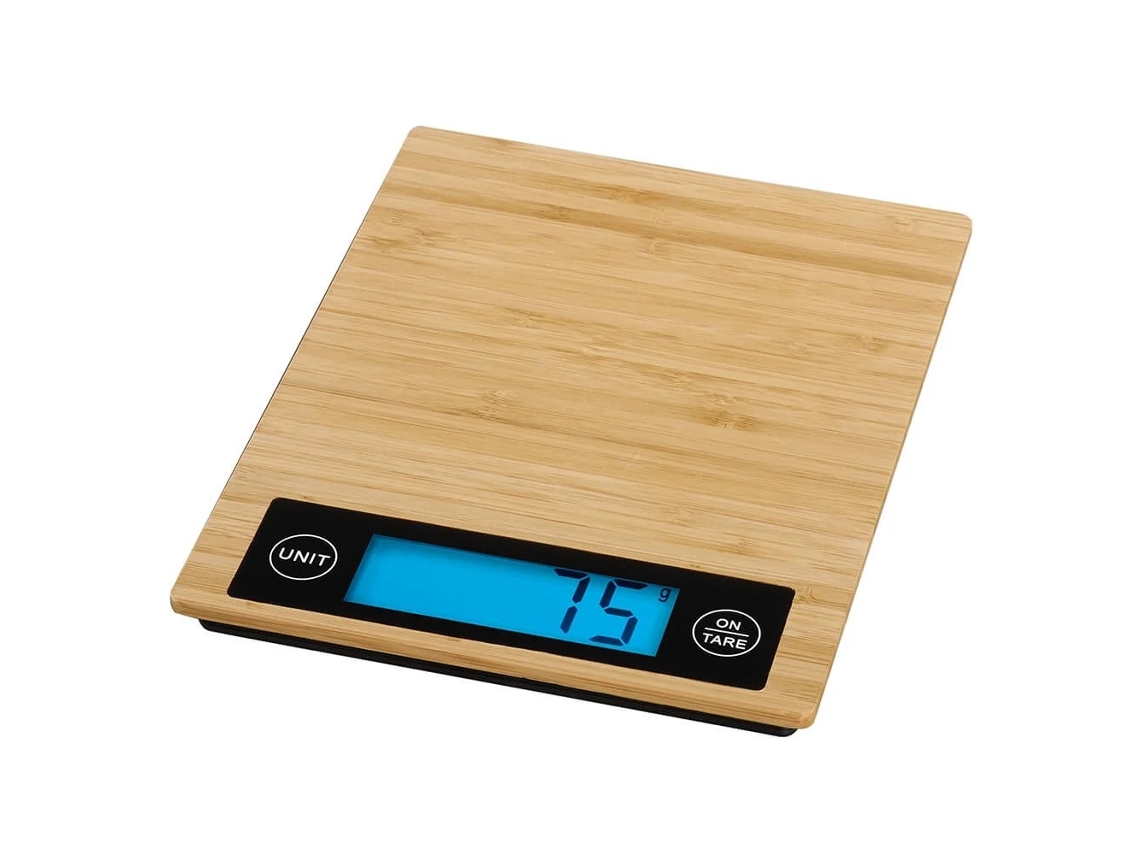 Balança Eletrônica De Cozinha 5kg - Superfície Bambu, Sensor Alta Precisão, Desligamento Automático, Função Tara - Perfeita Para Doméstica E