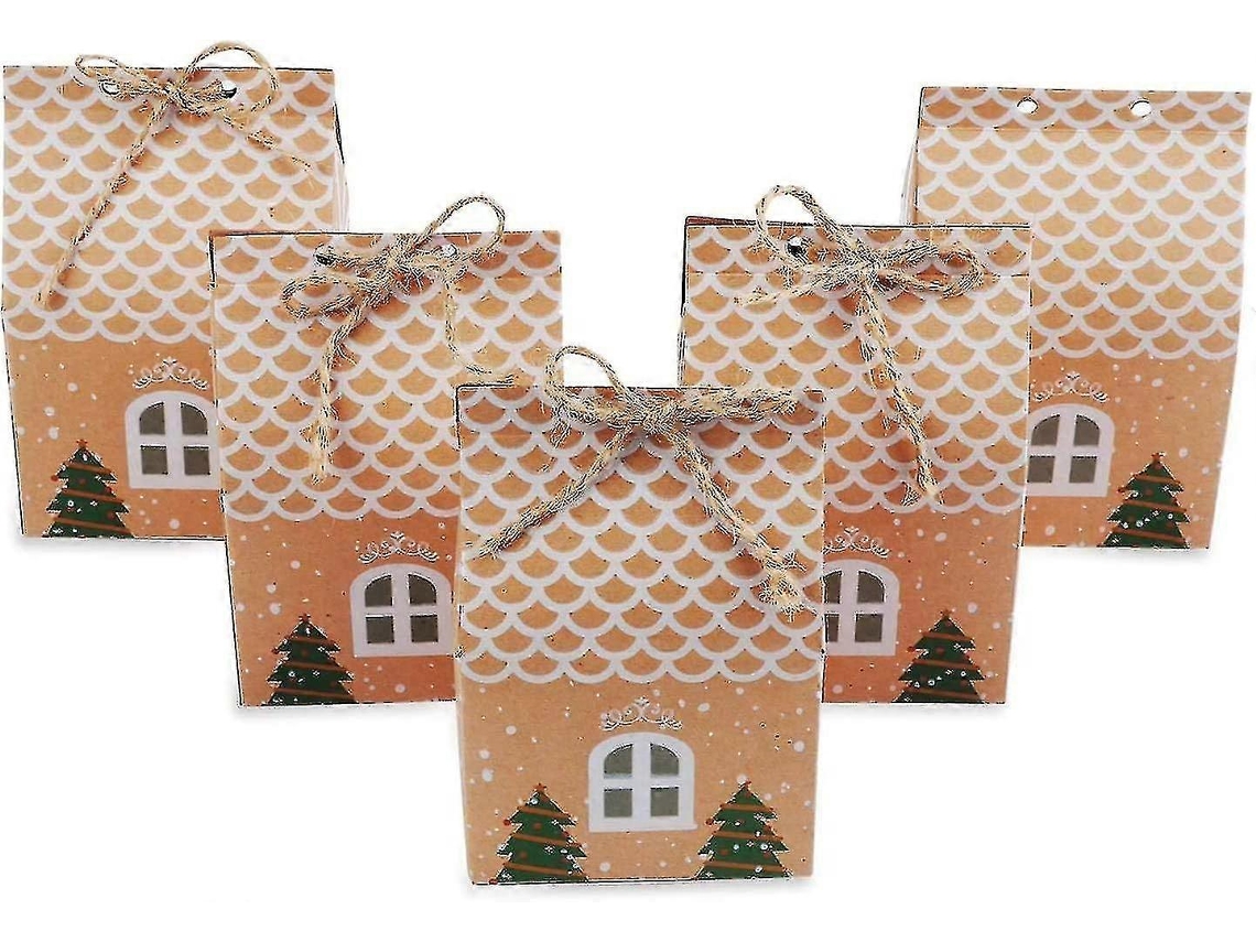Pacote Com 50 Caixas De Presente Para Festa De Natal, Caixas De Doces De Papel Kraft Natalino Hengjian (d 583 A)