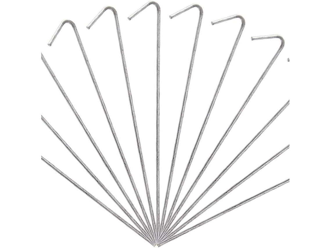 Conjunto de 12 estacas de 18 cm com ganchos de aço AQUAFORGE, fixador para barracas e alumínio