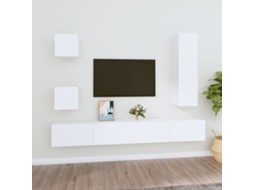 Vidaxl Conjunto Móveis De Tv 5 Pcs Madeira Processada Branco