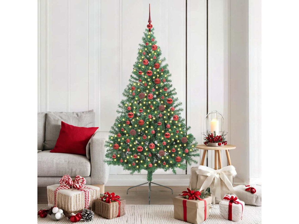 Vidaxl Árvore De Natal Artificial Pré-iluminada Verde 180 Cm Pvc