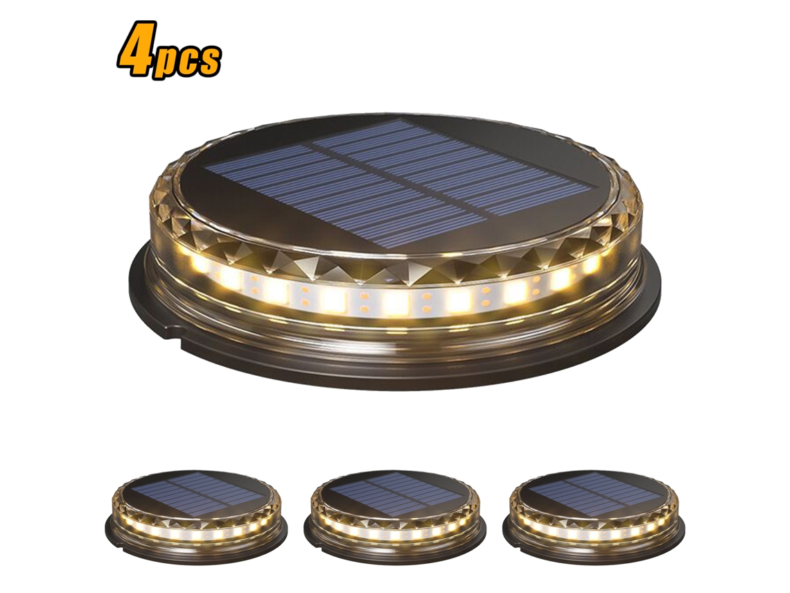 4 Lâmpadas Solares Led Light Quente Jardim Caminho Ip68 À Prova De Água
