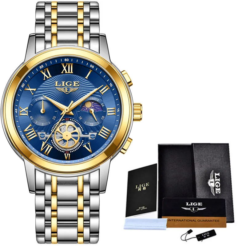 Relógio Feminino Criativo Com Pulseira De Aço Inoxidável (dourado Rosa E Azul), À Prova D'água.
