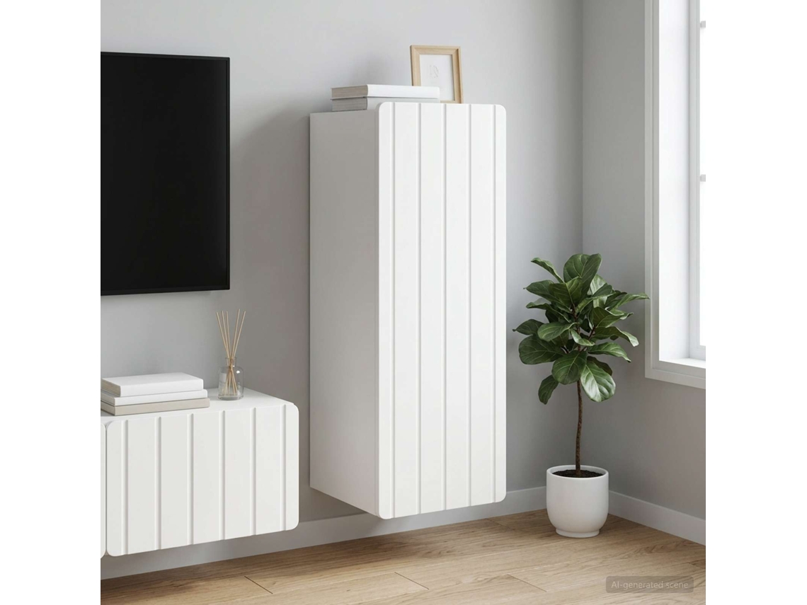 Vidaxl Armário De Parede Branco 33 X 34,5 X 94 Cm Derivados De Madeira