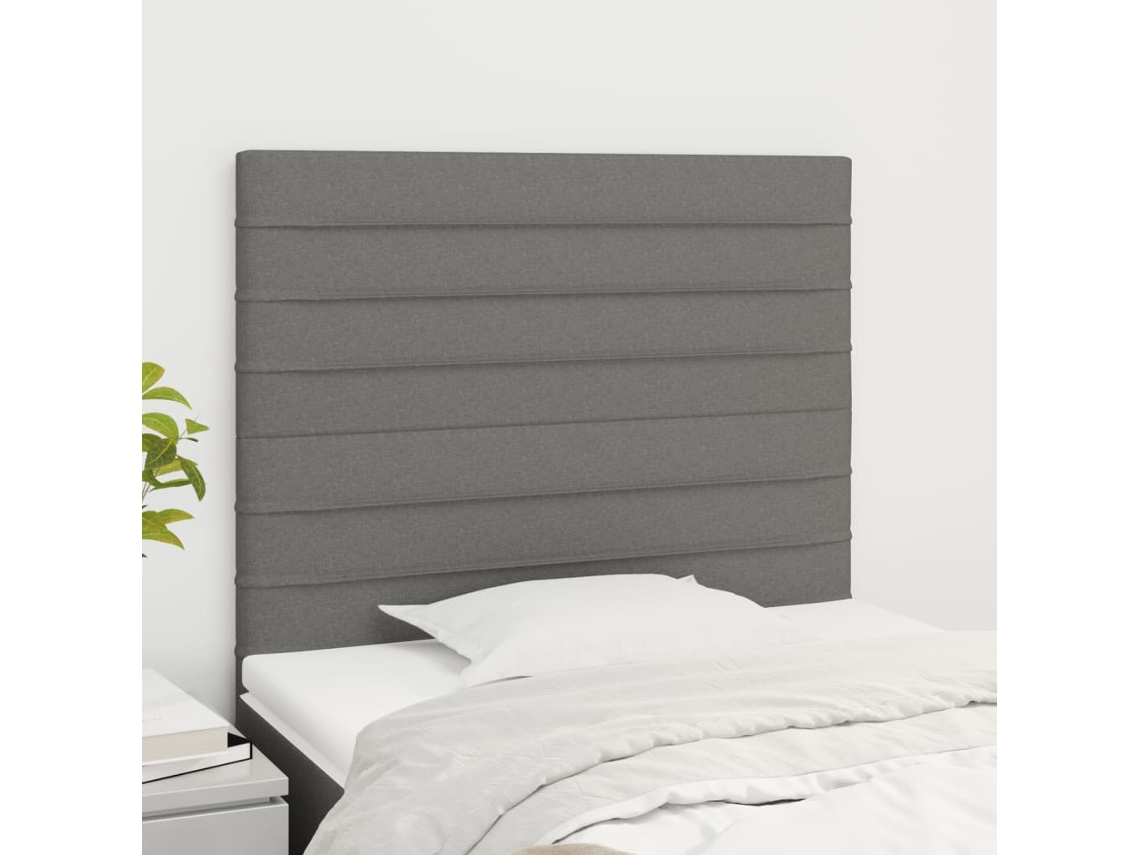 Cabecero 2 piezas Tela 100x5x78/88 cm Gris Oscuro