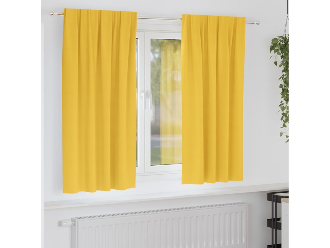 Vidaxl Cortinas Blackout Com Argolas 2 Unid. Amarelo-mostarda