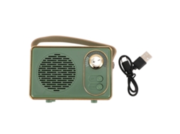 Caixa De Som Portátil Estilo Vintage Fofo Sem Fio Stereo 500mah Retro Bt Verde Para Mesa E Quarto
