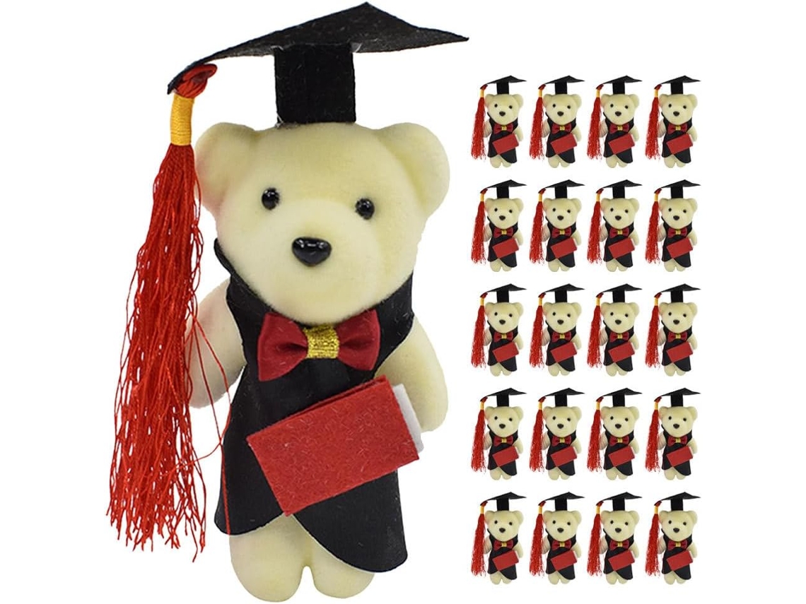 Conjunto De 24 Ursos Pelúcia Para Formatura, Urso 12 Cm Com Chapéu