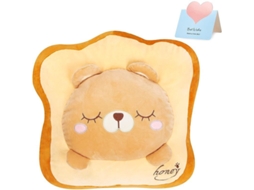 Travesseiro de Pelúcia Macio com Forma de Urso pão, 45cm, Almofada Lombar para Crianças e Bebês