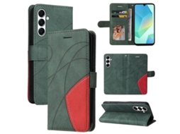 Capa De Celular De Couro Com Aba E Emenda De Duas Cores