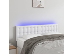Cabeceira De Cama C/ Led Couro Artificial 144x5x78/88 Cm Branco Lovely Home
