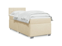 Vidaxl Cama Com Molas/colchão 90x190 Cm Tecido Cor Creme