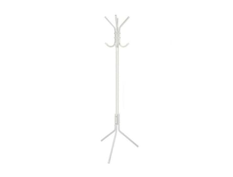 Cabide De Metal Branco Com 8 Ganchos Altos E Médios 172Cm KMT