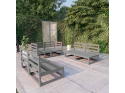 Vidaxl 6 Pcs Conjunto Lounge de Jardim Pinho Maciço Cinzento