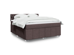 Vidaxl Cama Com Molas/colchão 180x200 Cm Tecido Castanho-escuro